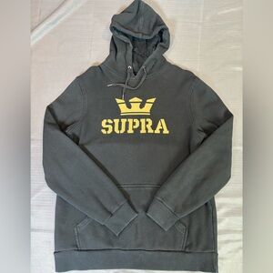 Supra Logo Hoodie Black Crown Pullover Skate Streetwear Size Medium